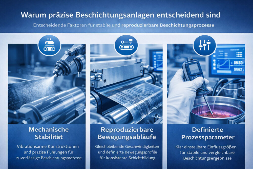 Präzise Beschichtungsanlagen mit mechanischer Stabilität, reproduzierbaren Bewegungsabläufen und definierten Prozessparametern